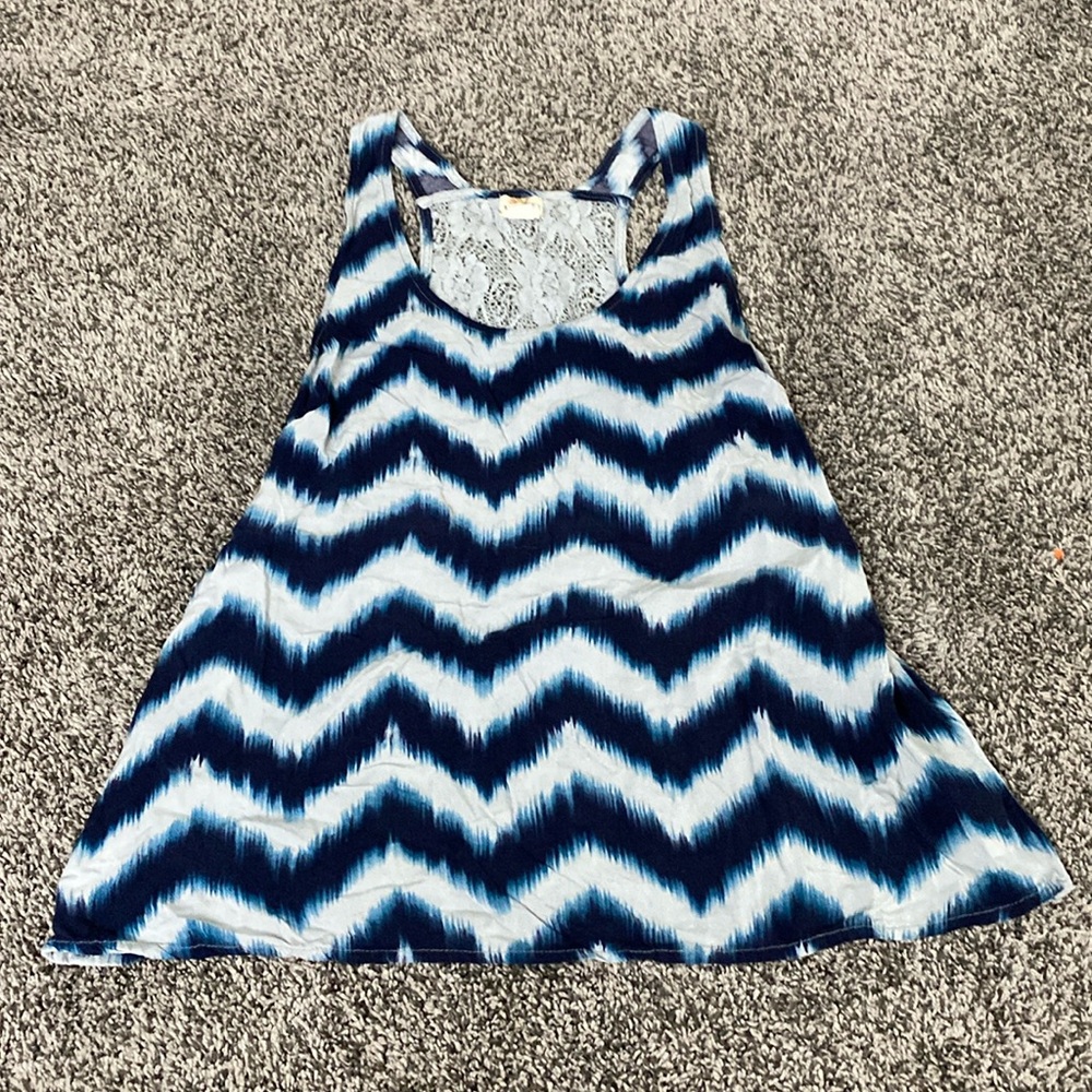 MUDD White and blue patterned striped tank top